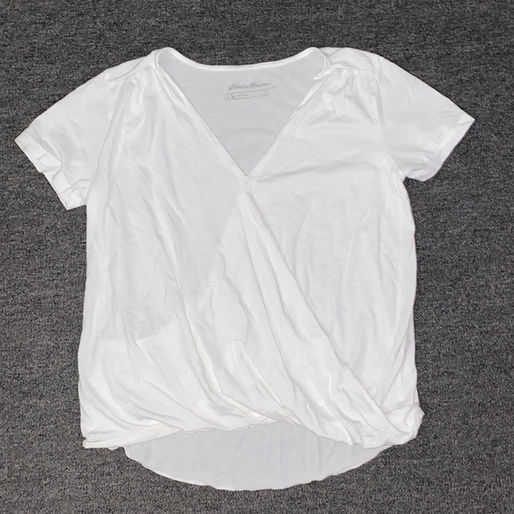 White Short Sleeve Crossover Tee